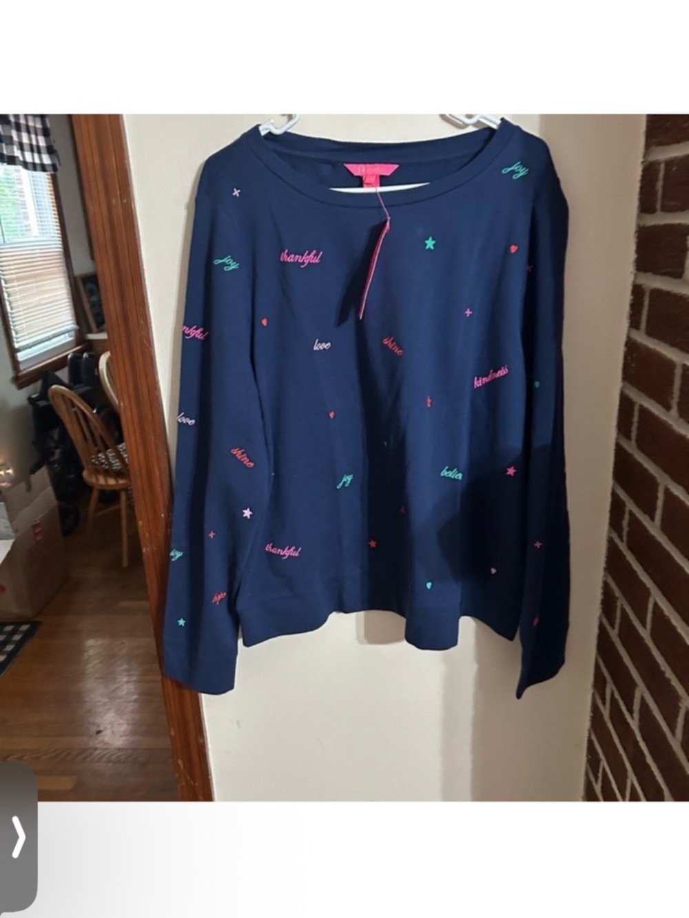 NWT Lilly Pulitzer Size XXL Good Vibes Sweatshirt Low Tide Navy